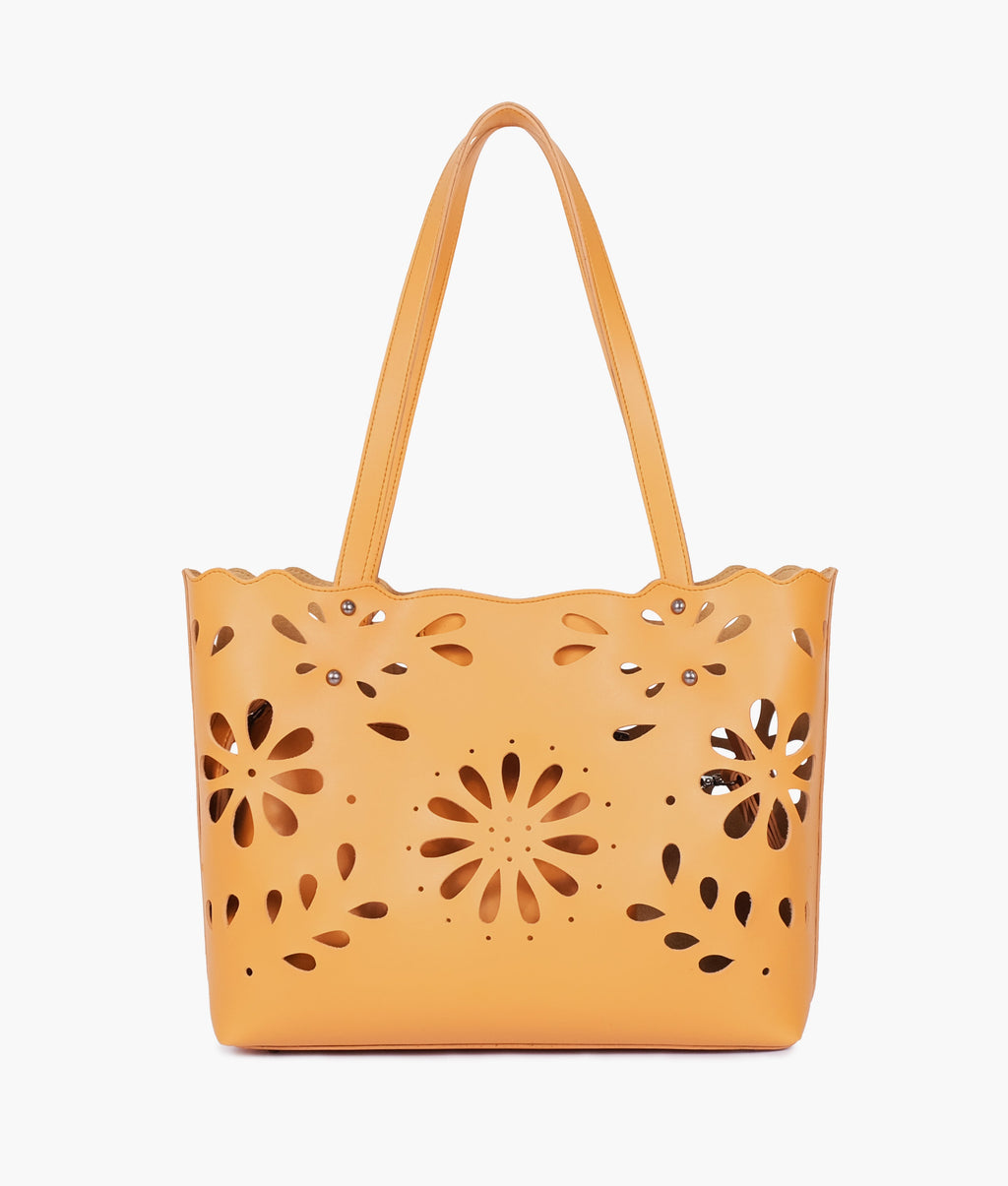 Z.B - Mustard two-piece floral tote