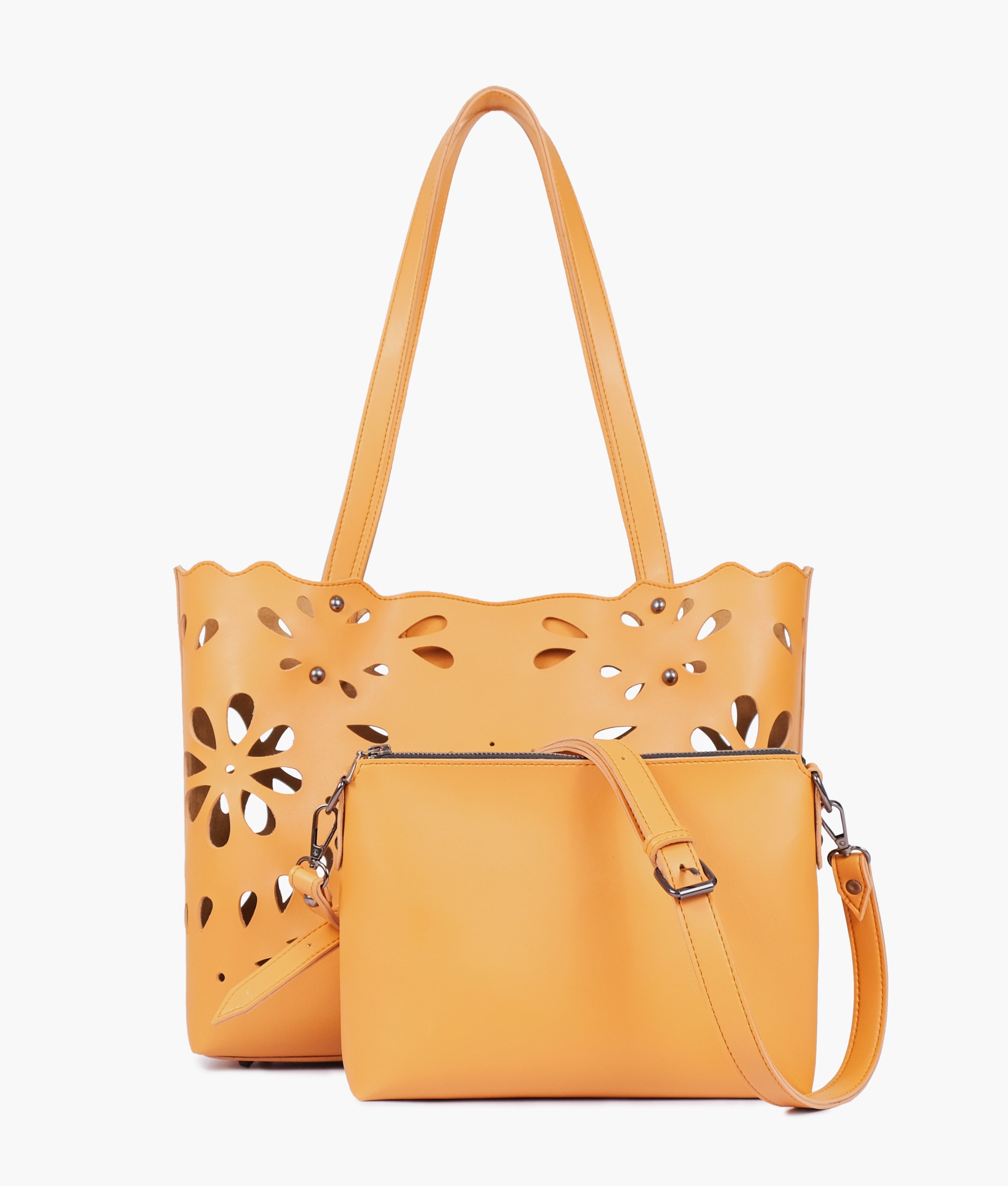 Z.B - Mustard two-piece floral tote