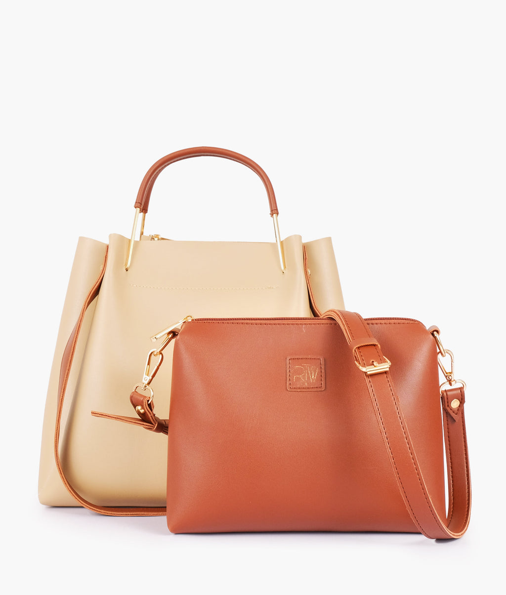 Z.B - Off-white metal handle tote bag