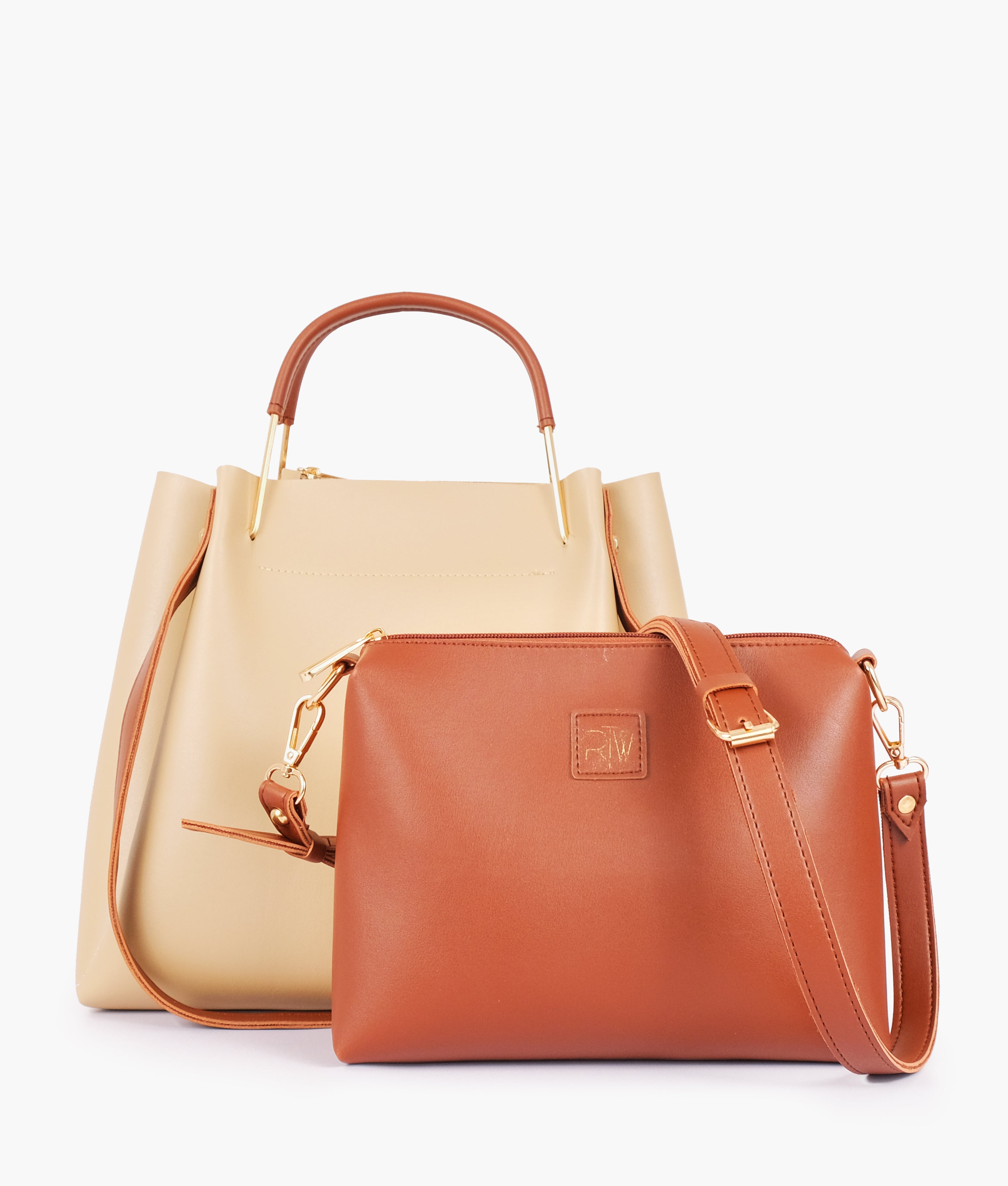Z.B - Off-white metal handle tote bag