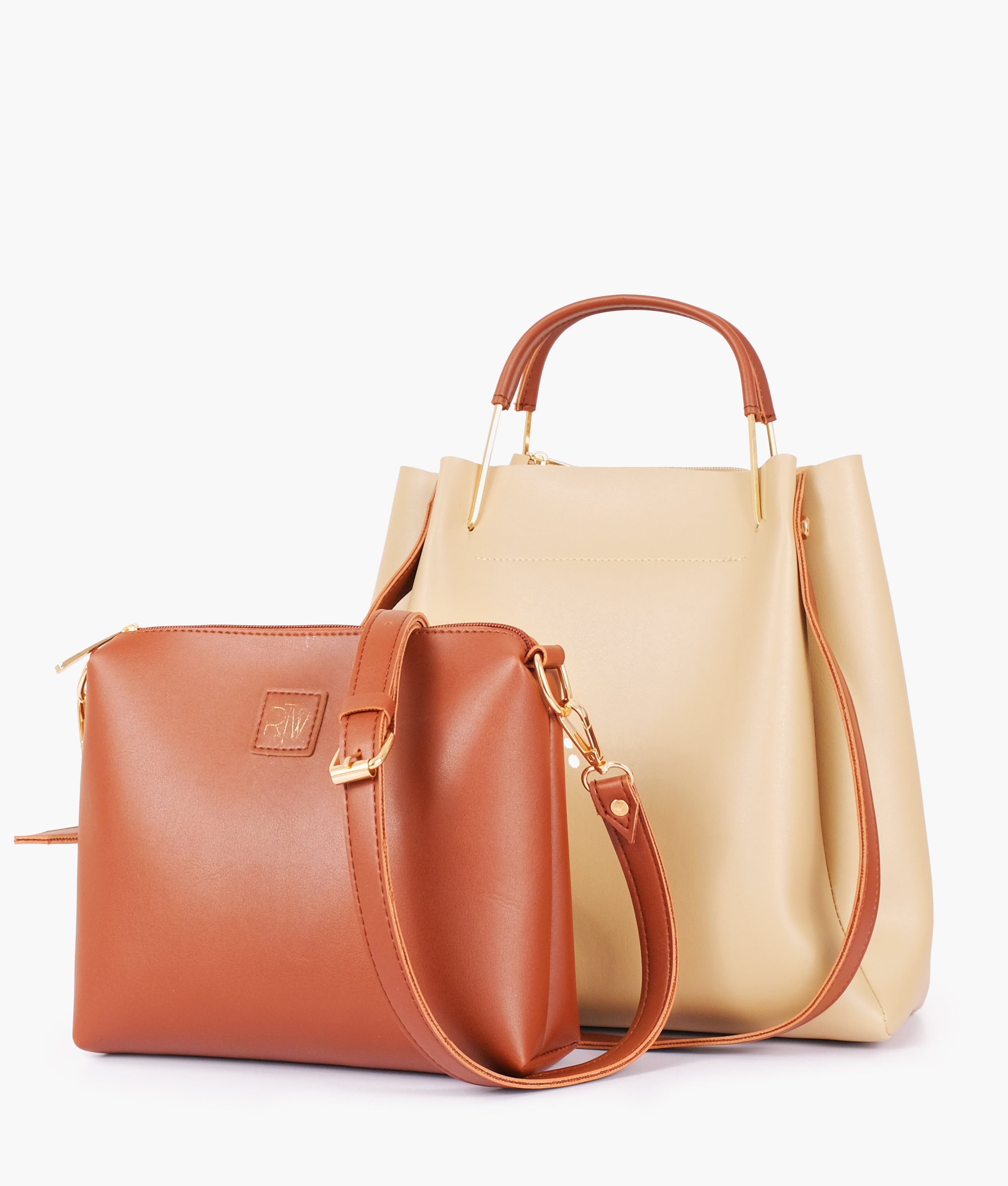 Z.B - Off-white metal handle tote bag