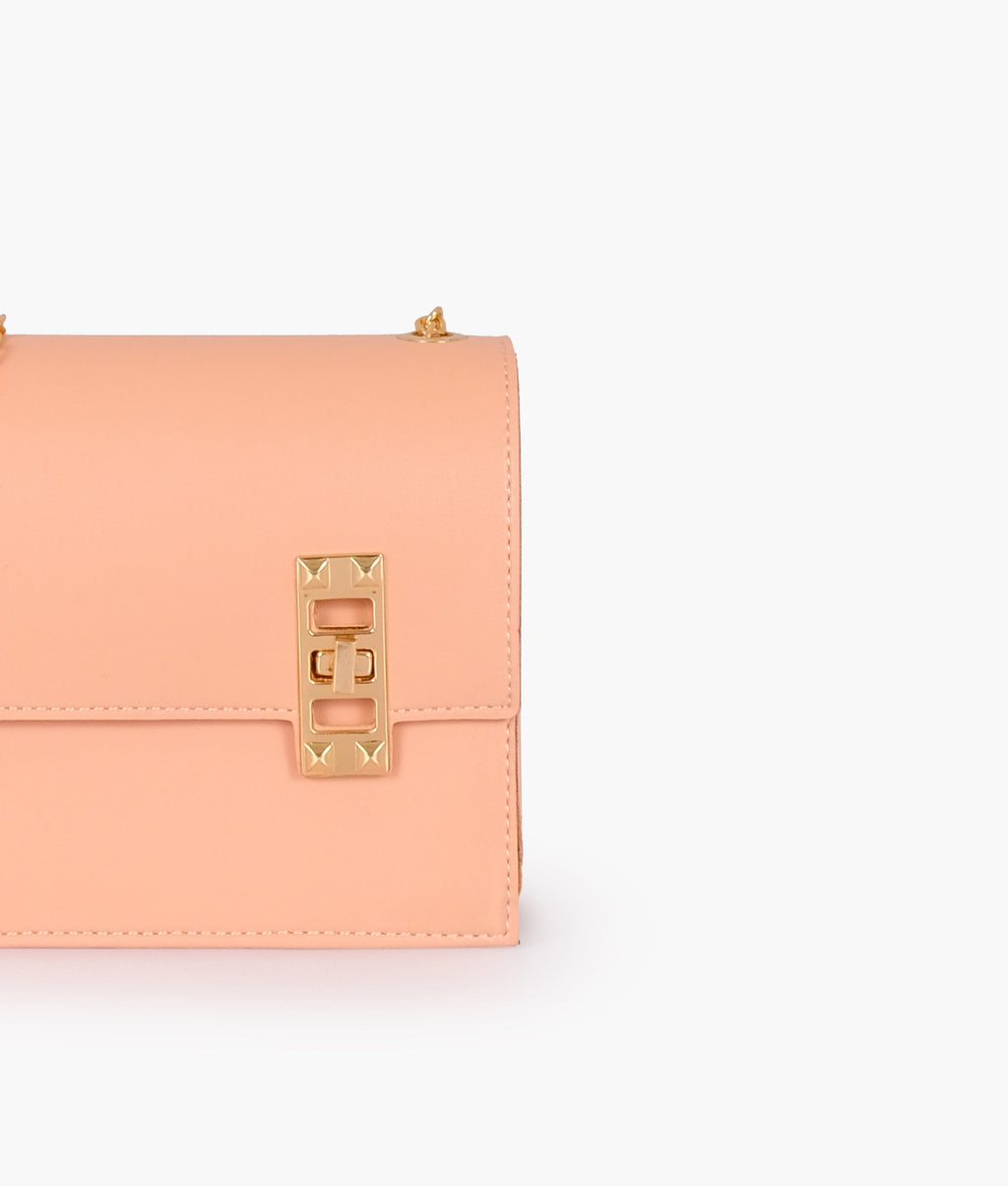 Z.B - Peach chain shoulder bag with twist lock