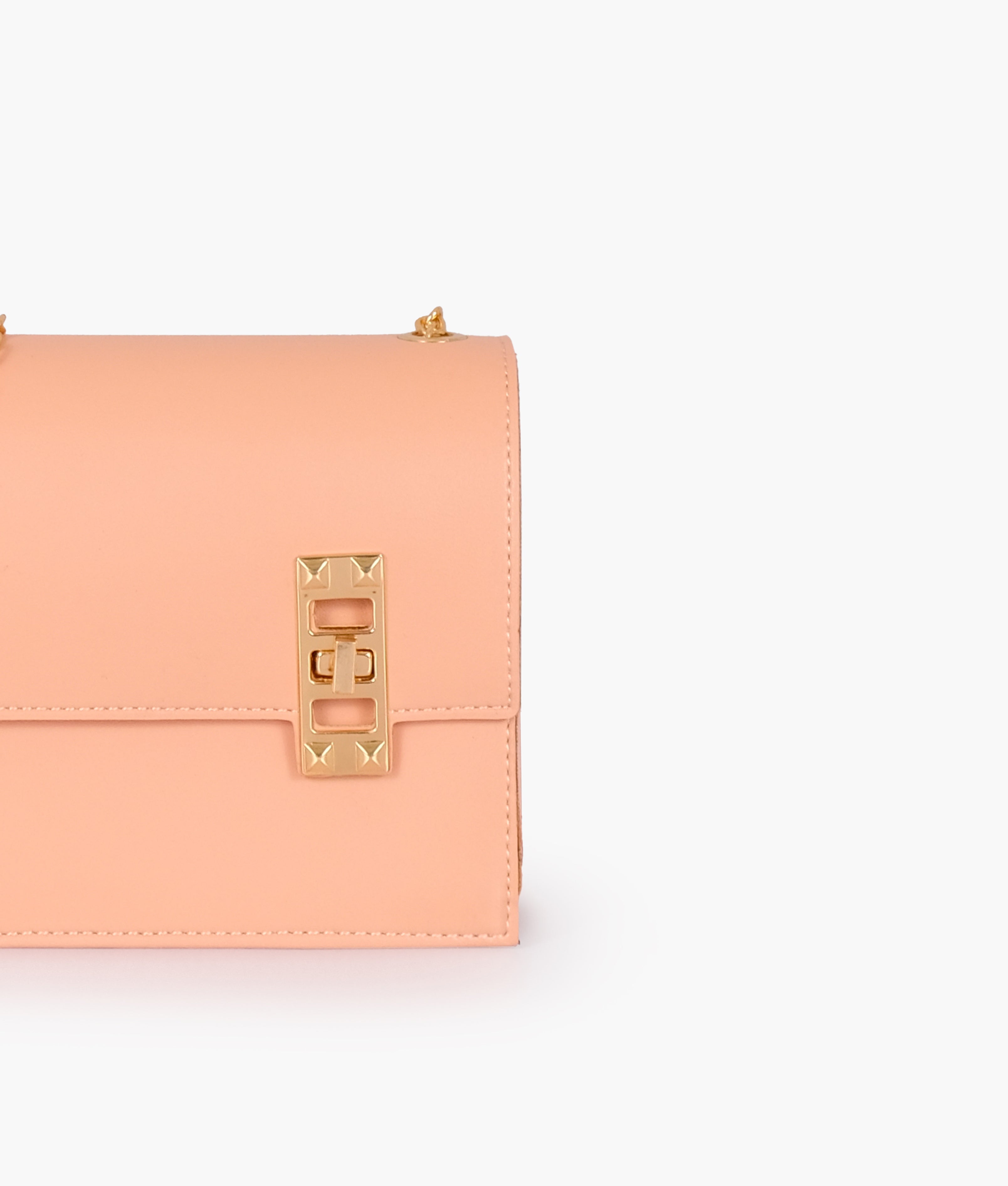 Z.B - Peach chain shoulder bag with twist lock