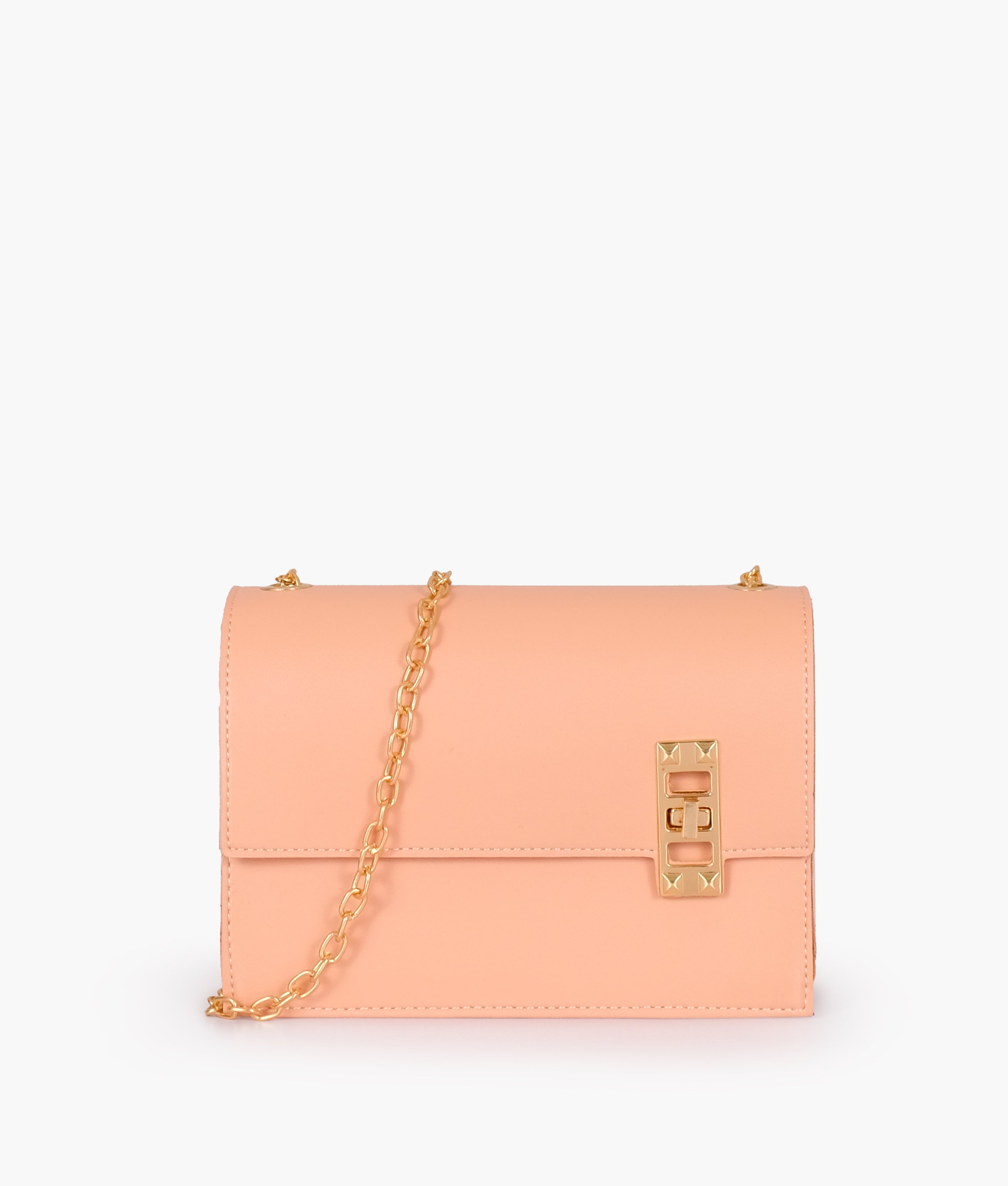 Z.B - Peach chain shoulder bag with twist lock