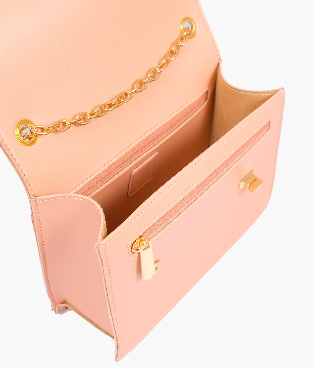 Z.B - Peach chain shoulder bag with twist lock