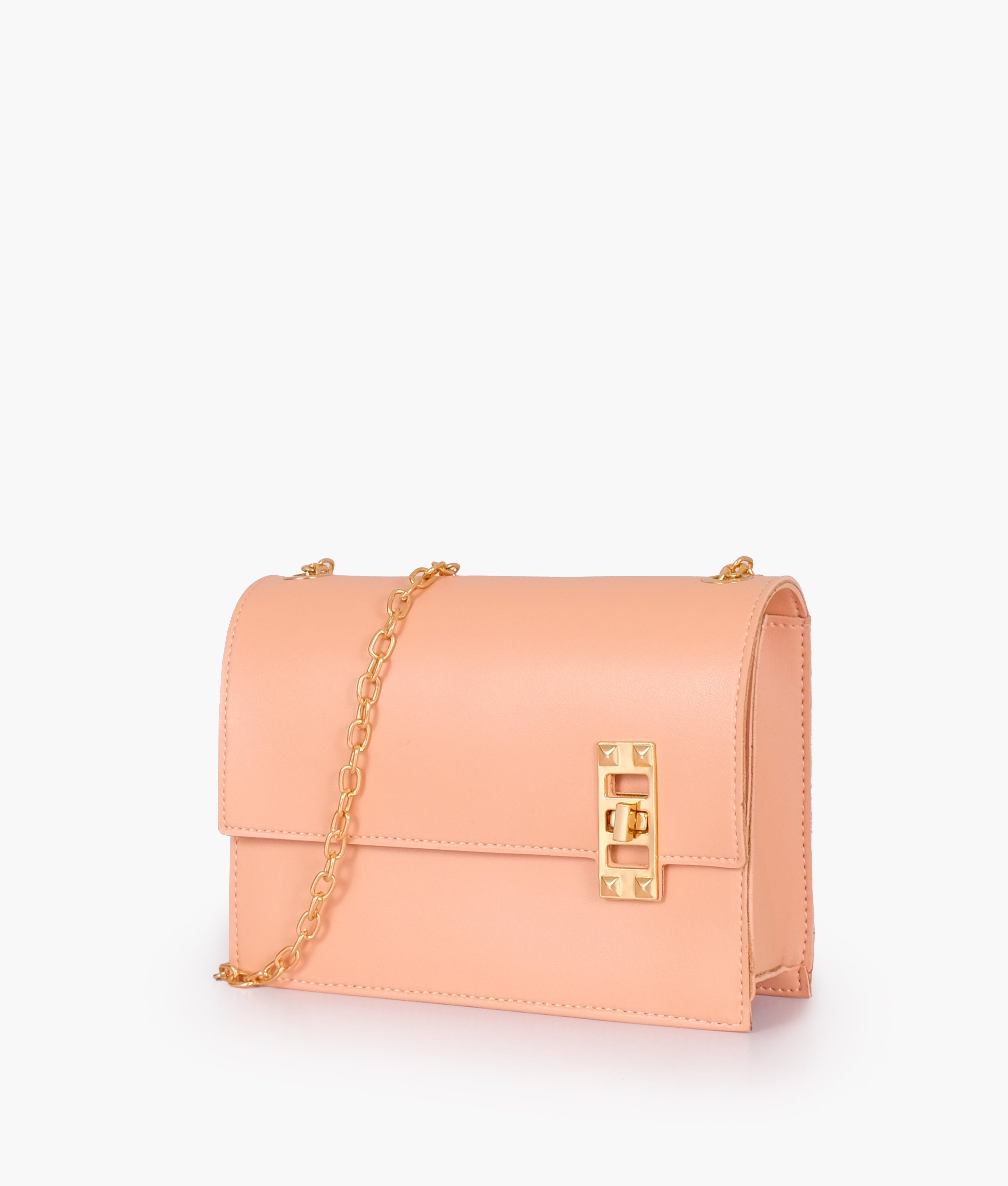 Z.B - Peach chain shoulder bag with twist lock