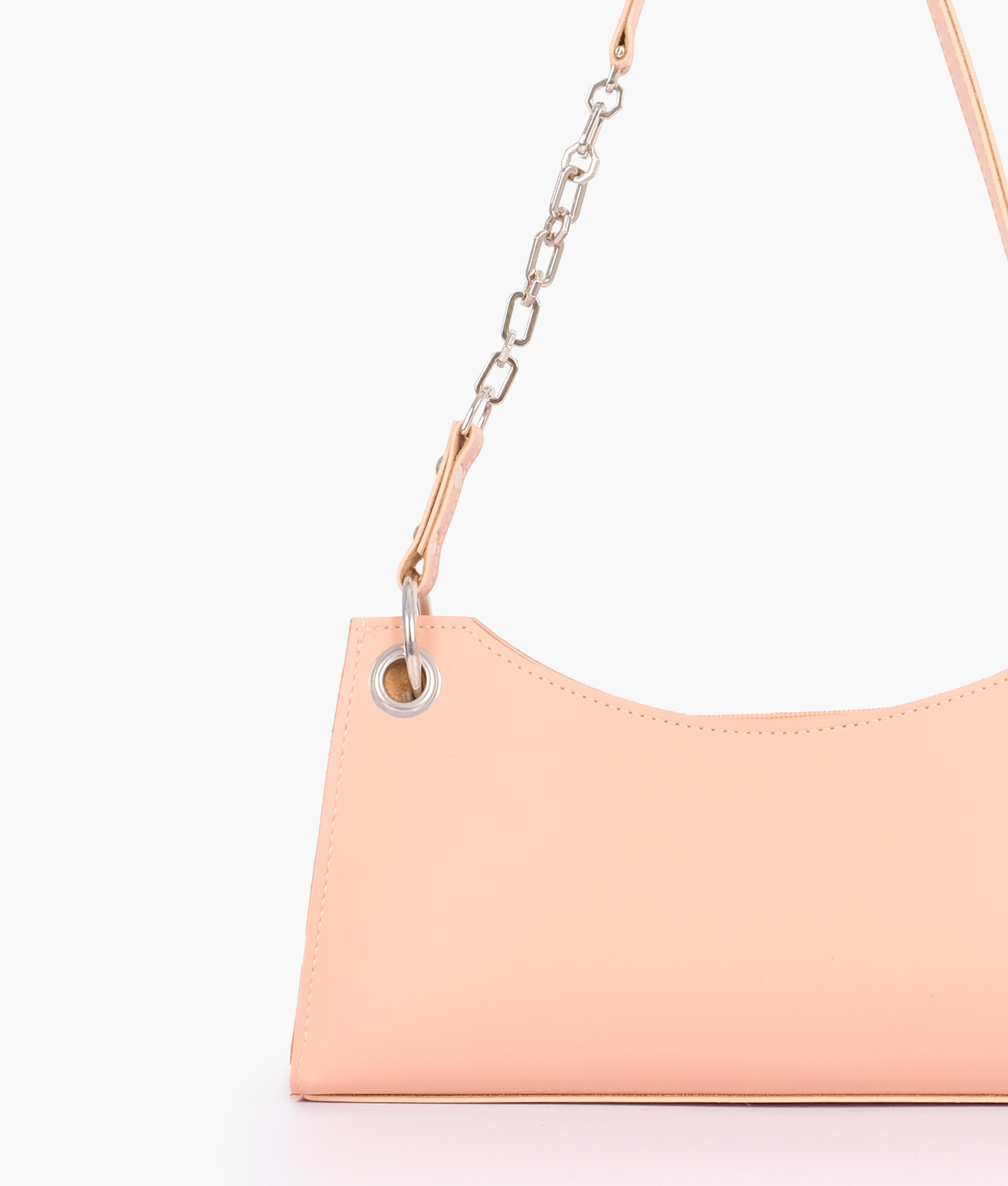 Z.B - Peach elongated chain handle purse