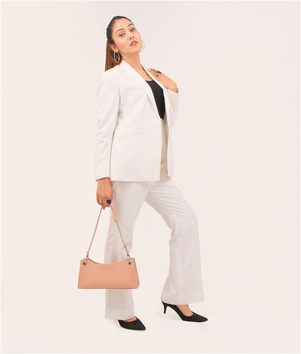 Z.B - Peach elongated chain handle purse
